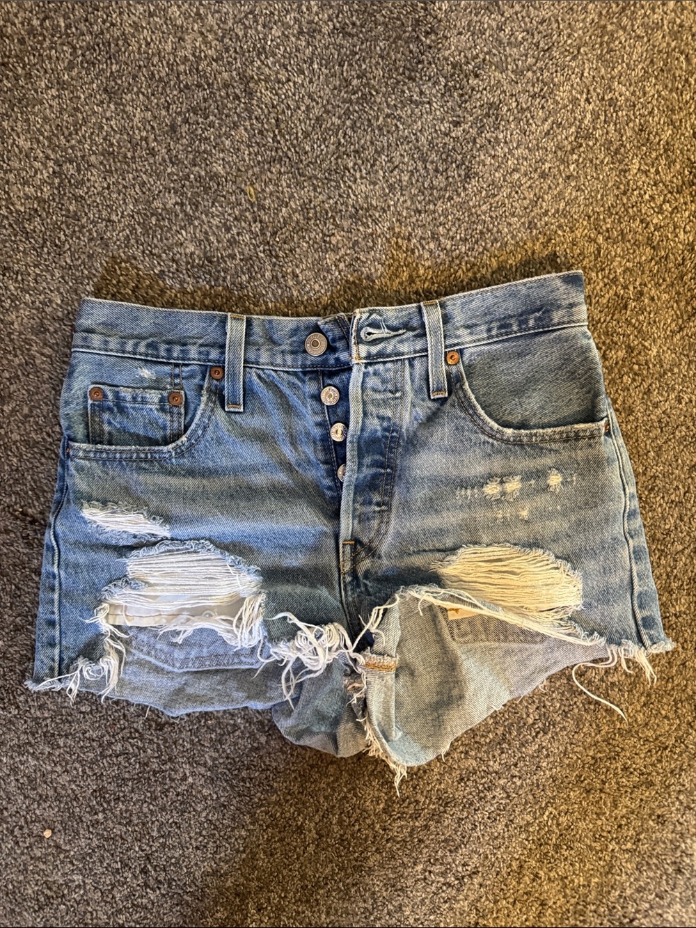 Levi's Distressed Button-Fly Denim Cutoff Shorts - Light Blue